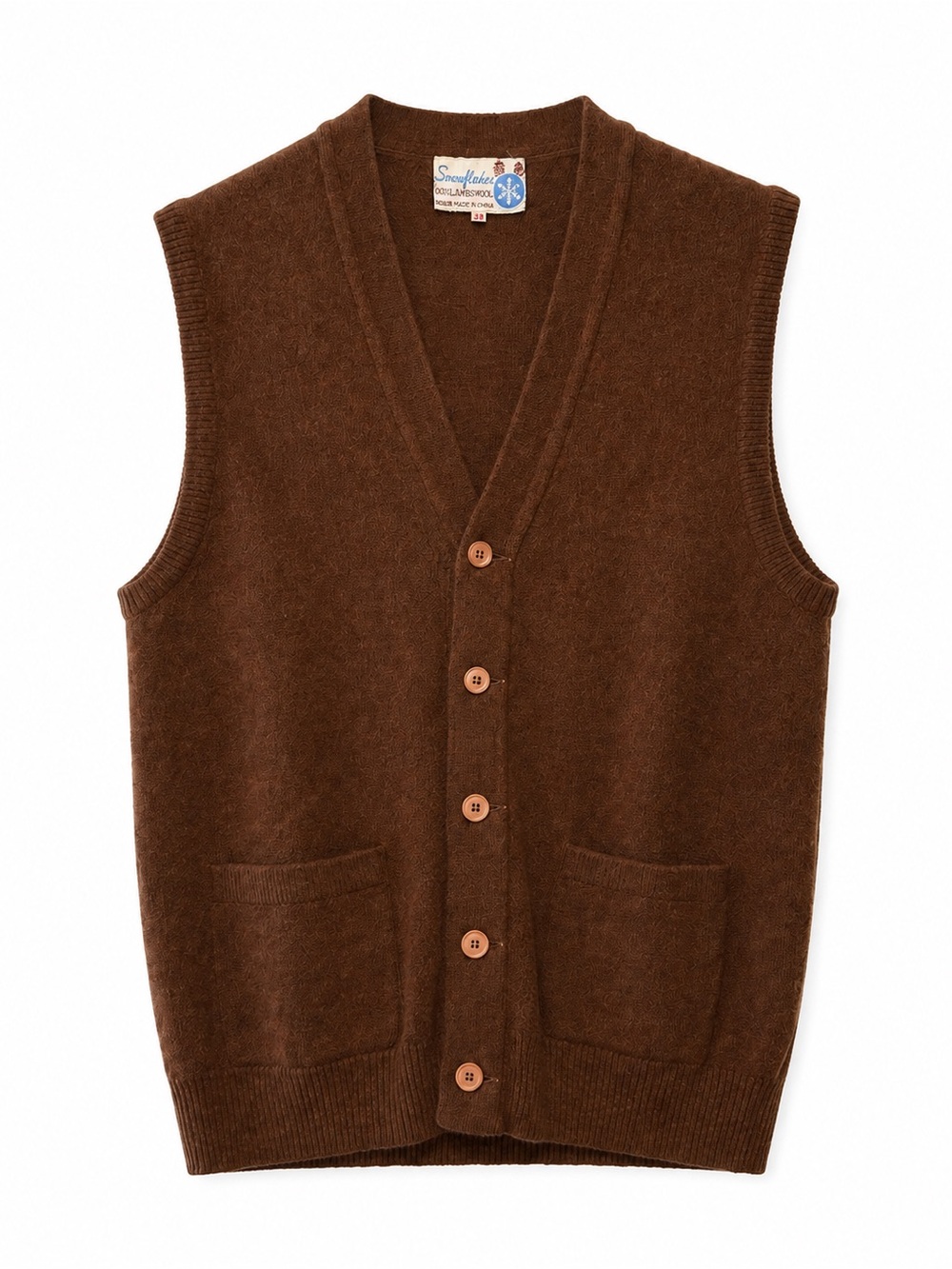 Vintage Snowflakes 100% Lambswool Button Front Vest